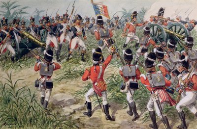 De Aanval van de 7e Voet Royal Fusiliers, Martinique, 1 februari 1809 door Richard Simkin